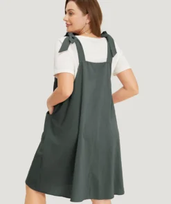 Solid Pleated Hem Pocket Tie Shoulder Overall Dress -Clothing Shop 05 31vika37123 cf4a15e9 0737 4db6 baa2 2d518dfde1eb