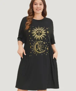 Supersoft Essentials Star & Moon Print Pocket Crew Neck Dress -Clothing Shop 10062343 dl 24173e78 c195 4907 b73f 09185818af8e