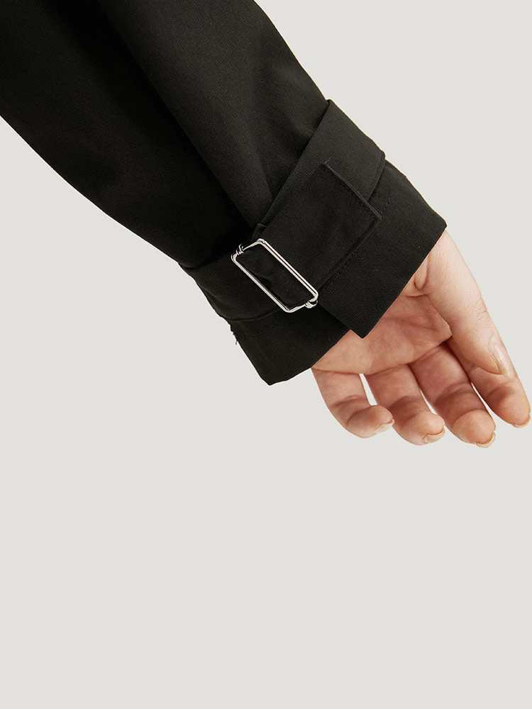 Shirred Lapel Collar Metal Buckle Button Up Coat 10 Shirred Lapel Collar Metal Buckle Button Up Coat - Image 8