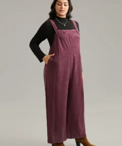 Plain Button Up Adjustable Straps Jumpsuit -Clothing Shop 101924027 mw