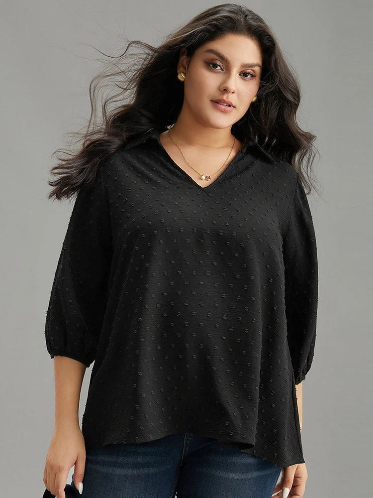 Plisse Polka Dot Elastic Cuffs Blouse 4 Plisse Polka Dot Elastic Cuffs Blouse - Image 2