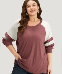 Colorblock Contrast Stitch Raglan Sleeve T-shirt -Clothing Shop 10325721 xz 45837fa0 2a3d 49e2 af99 e3476309495a