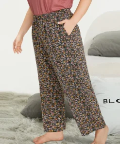 Ditsy Floral Pocket Elastic Waist Sleep Pants -Clothing Shop 103405548 zg