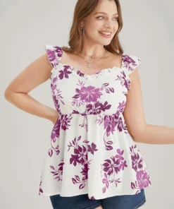 Floral Print Babydoll Ruffles Trim Cami Top -Clothing Shop 10381950 by fa2435ef 2514 4c8e bdca e72340db2244