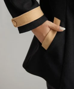 Lapel Collar Patchwork Double Breasted Pocket Coat 20 Lapel Collar Patchwork Double Breasted Pocket Coat -Clothing Shop 104119785 sz