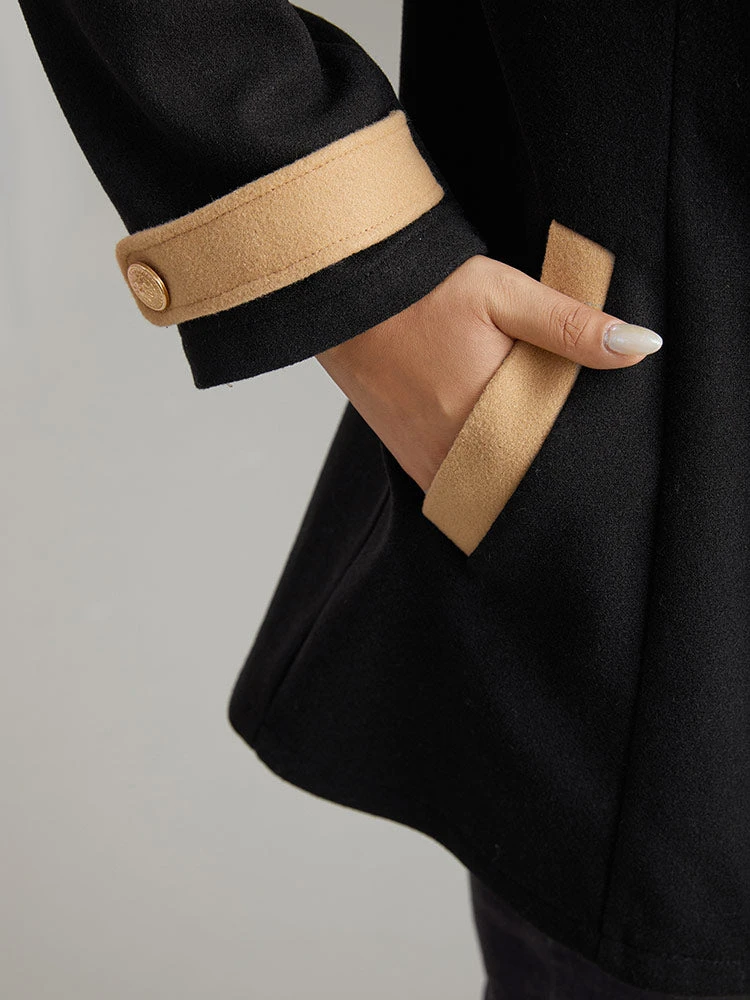 Lapel Collar Patchwork Double Breasted Pocket Coat 11 Lapel Collar Patchwork Double Breasted Pocket Coat - Image 9