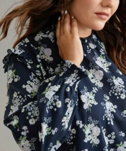 Ruffle Trim Floral Print Shirred Blouse -Clothing Shop 104811122 xo 9cb1f948 0a37 4ae6 bf67 b784f12d5199