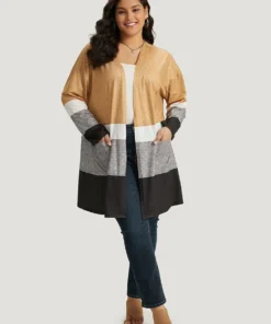 Halloween Anti-Wrinkle Colorblock Contrast Pocket Open Front Kimono -Clothing Shop 10537270 el 09d2b18d 14f6 4c00 864f 5129d58024e6