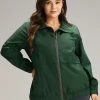 Wind-Resistant Plain Zipper Fly Pocket Jacket