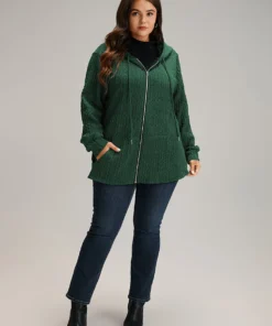 Plain Textured Zipper Hooded Sweatshirt -Clothing Shop 106141014 ug 7ca070f2 0229 45ce be3d 71c55fec1bb4