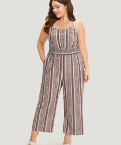 Bandana Striped Pocket Cami Jumpsuit -Clothing Shop 106917437 vi