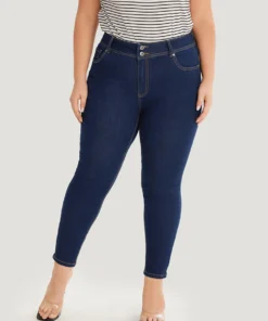 Plain Stitch Patched Pocket Jeans -Clothing Shop 107702522 fw