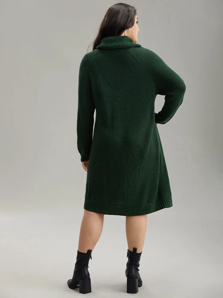 Solid Plisse Turtle Neck Knee Sweater Dress 4 Solid Plisse Turtle Neck Knee Sweater Dress - Image 2
