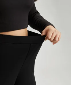 Rhinestone Elastic Waist Bootcut Pants -Clothing Shop 108247532 mw