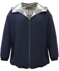 Plaid Zipper Pocket Trench Patchwork Jacket -Clothing Shop 108453811 na