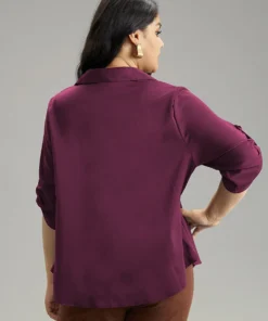 Anti-Wrinkle Solid Cowl Neck Tab Sleeve Blouse -Clothing Shop 108741425 da 8842574e db04 4c63 88d8 9e8fd42ac4b4