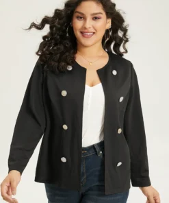 Halloween Solid Buckle Detail Jacket -Clothing Shop 109002317 rw 75b0a1f3 ccb1 48fa 99b4 3c4f434b2e33