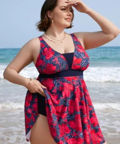 Tropical Printed Patchwork Ruffle Swim Dress -Clothing Shop 109371363 qb 66815243 1111 445f a417 e5544fb4a15b