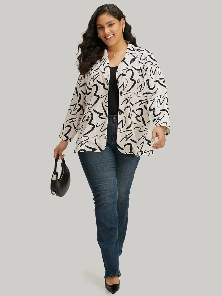 Line Print Suit Collar Pocket Button Through Blazer 8 Line Print Suit Collar Pocket Button Through Blazer - Image 6