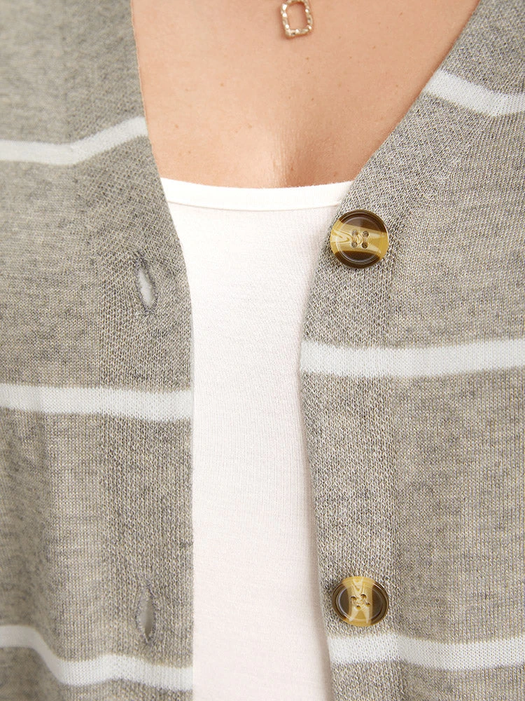 Supersoft Essentials Striped Button Through Elastic Cuffs Cardigan 10 Supersoft Essentials Striped Button Through Elastic Cuffs Cardigan - Image 8