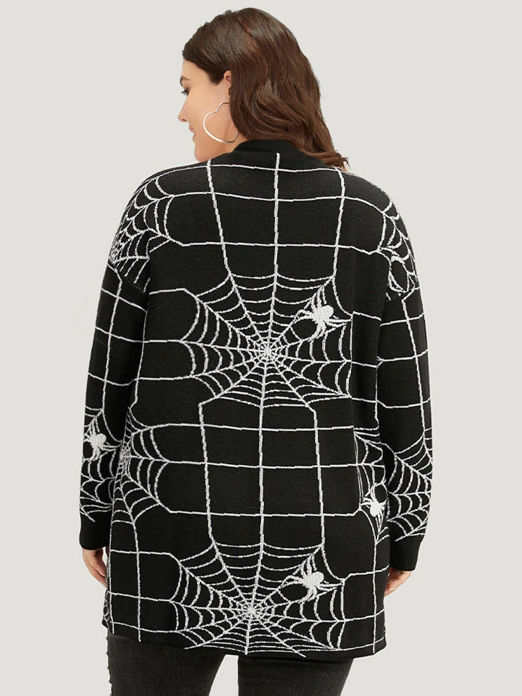 Halloween Supersoft Essentials Spider Web Print Open Front Cardigan 4 Halloween Supersoft Essentials Spider Web Print Open Front Cardigan - Image 2