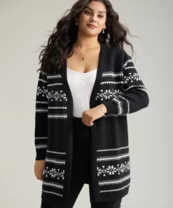 Anti-Pilling Bandana Print Elastic Cuffs Cardigan -Clothing Shop 110938362 rs