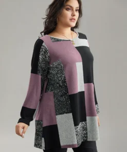 Colorblock Contrast Round Neck T-shirt -Clothing Shop 111440984 nl 380604b6 6325 479f ab09 77616b6337d8