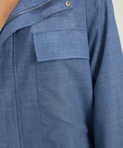 Plain Flap Pocket Zipper Lapel Collar Jacket -Clothing Shop 111825834 ic