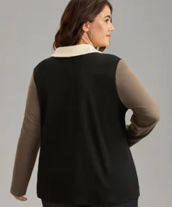 Contrast Patchwork Button Up Flap Detail Sweatshirt 9 Contrast Patchwork Button Up Flap Detail Sweatshirt -Clothing Shop 111936814 vo