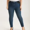 Contrast Pocket Elastic Waist Very Stretchy Jeans -Clothing Shop 11252800 wv