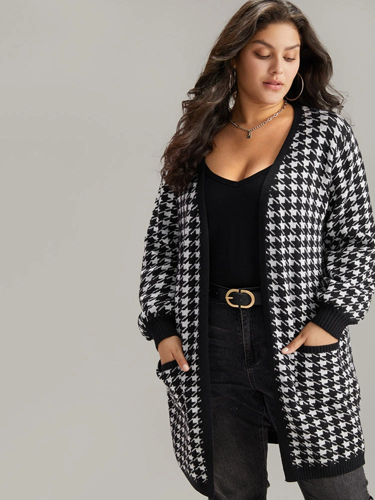 Supersoft Essentials Houndstooth Pocket Elastic Cuffs Cardigan 5 Supersoft Essentials Houndstooth Pocket Elastic Cuffs Cardigan - Image 3