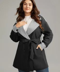 Gingham Patchwork Belted Pocket Coat