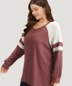 Colorblock Contrast Stitch Raglan Sleeve T-shirt -Clothing Shop 115445046 wv 2ab4af85 848a 4206 a835 2586dd043546