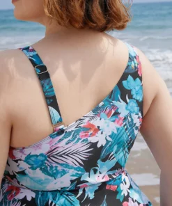 Floral Printed Asymmetrical Ruffles Hem Tankini Top -Clothing Shop 115897858 kk 91fcec8b d707 4e0e bdf2 456313e3e7b1