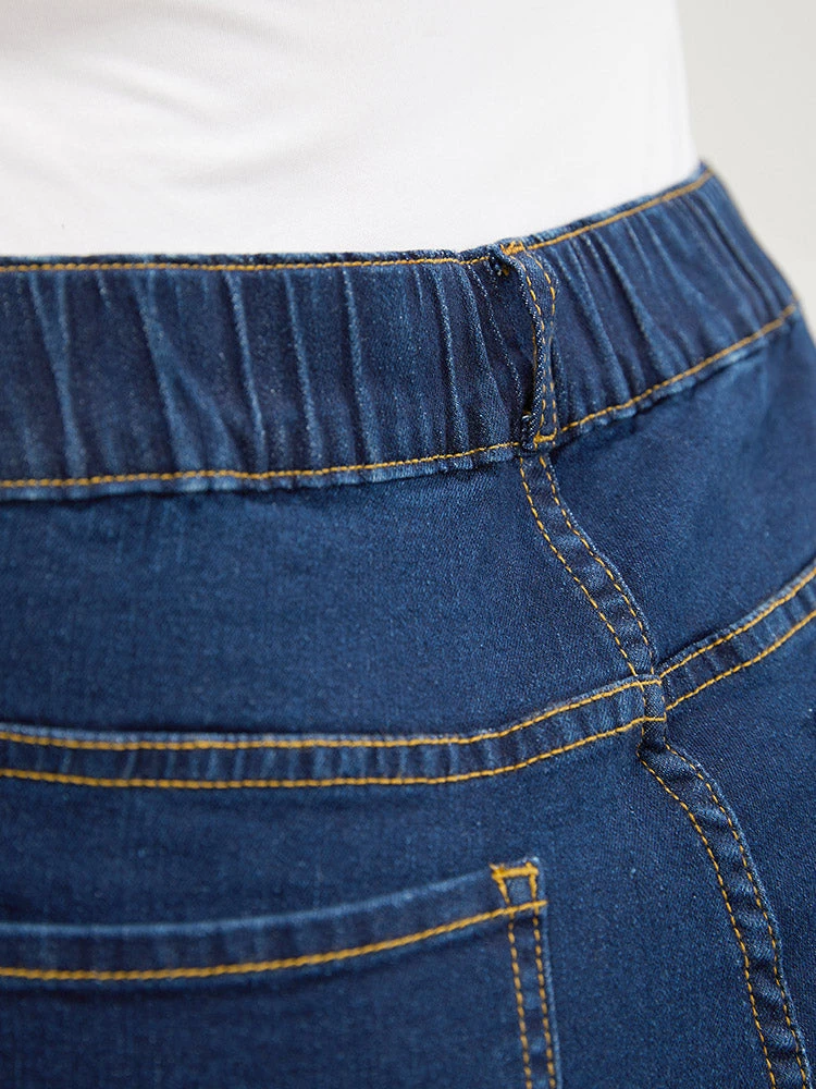 Skinny Very Stretchy High Rise Dark Wash Elastic Waist Jeans 10 Skinny Very Stretchy High Rise Dark Wash Elastic Waist Jeans - Image 8