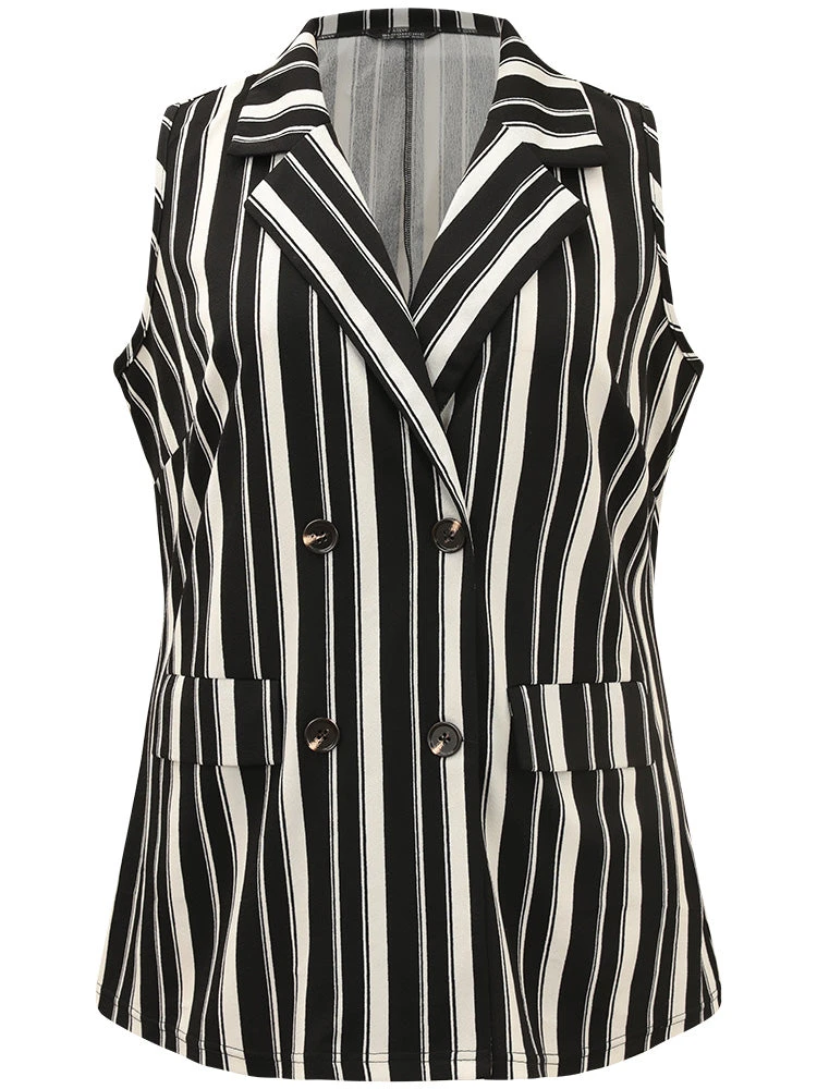 Halloween Striped Pocket Double Breasted Lapel Collar Sleeveless Blazer 13 Halloween Striped Pocket Double Breasted Lapel Collar Sleeveless Blazer - Image 11