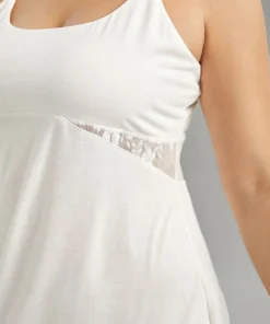 Contrast Lace Adjustable Straps Sleep Cami Dress -Clothing Shop 117888692 gv