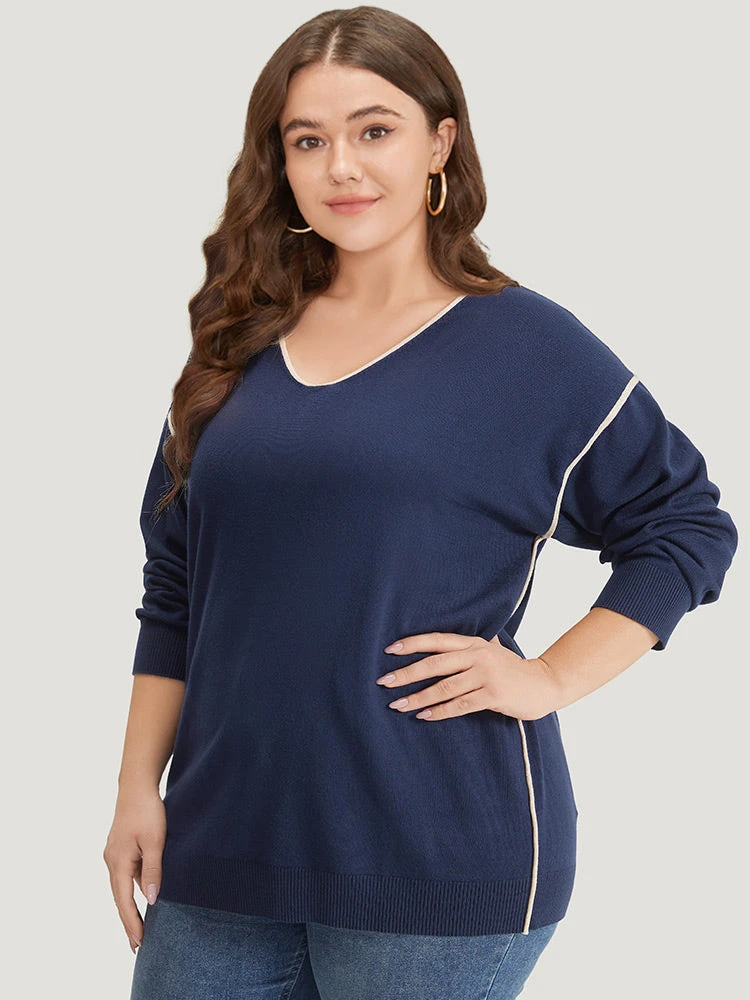 Supersoft Essentials Contrast Trim Drop Shoulder Pullover 5 Supersoft Essentials Contrast Trim Drop Shoulder Pullover - Image 3