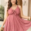 Polka Dot Bowknot Crossover Ruched Front Swim Dress -Clothing Shop 118008919 wd