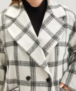 Plaid Lapel Collar Button Up Coat 19 Plaid Lapel Collar Button Up Coat -Clothing Shop 118125003 gg