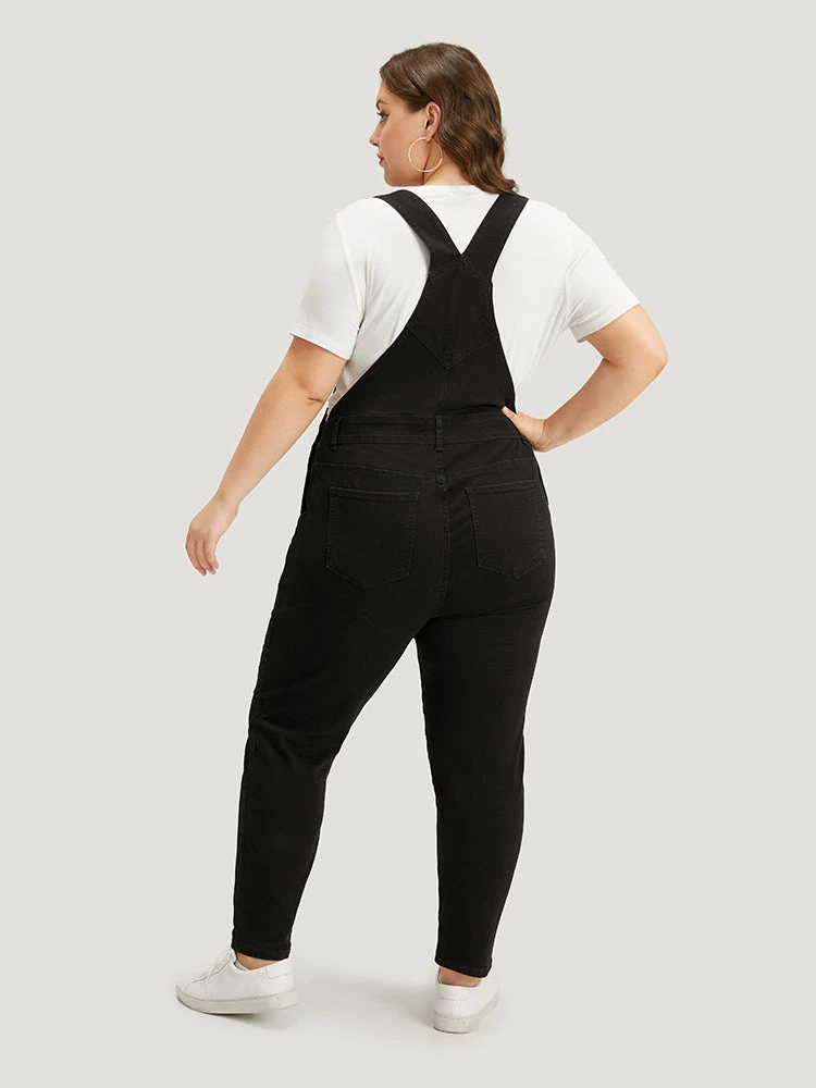 Plain Patched Pocket Button Up Overall Jeans 6 Plain Patched Pocket Button Up Overall Jeans - Image 4