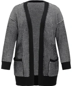 Polka Dot Patched Pocket Drop Shoulder Cardigan -Clothing Shop 119285879 vl