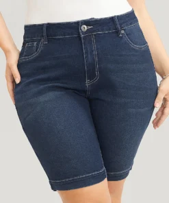 Very Stretchy High Rise Dark Wash Denim Shorts -Clothing Shop 119952856 zt