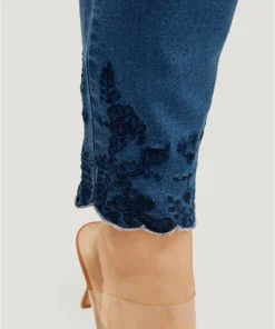 Very Stretchy High Rise Medium Wash Embroidered Scalloped Hem Jeans -Clothing Shop 120788399 na bef06067 ff74 417a 8192 0ed1b4e21960