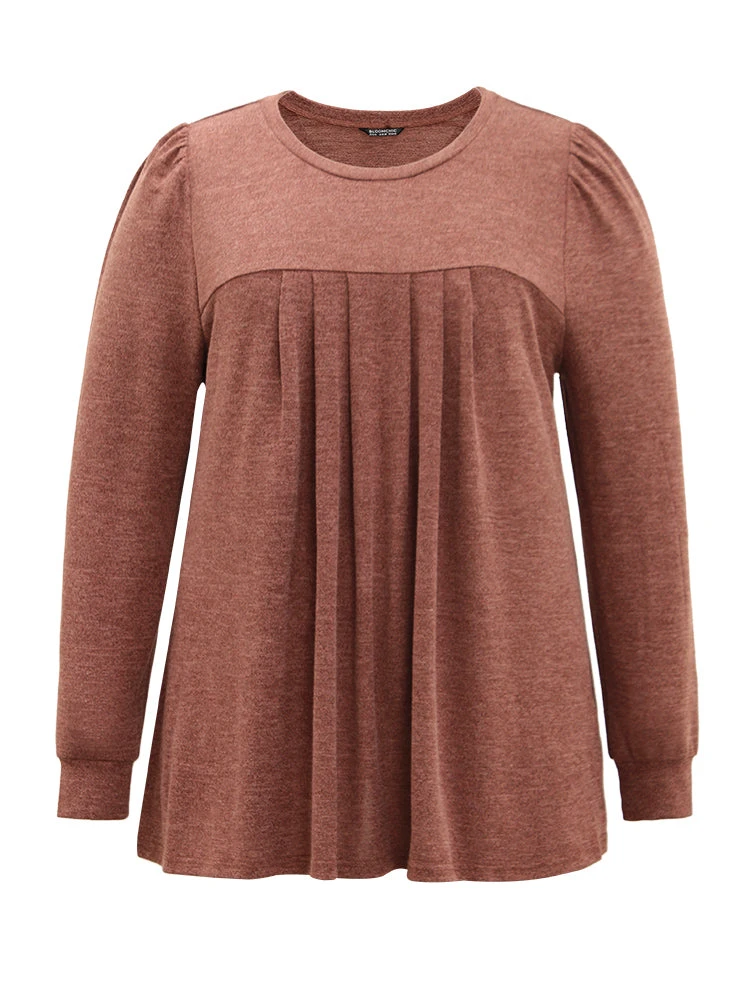 Plain Heather Plicated Detail T-shirt 9 Plain Heather Plicated Detail T-shirt - Image 7