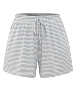Striped Pocket Elastic Waist Ties Sleep Shorts -Clothing Shop 121862785 fz