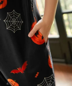 Halloween Print Button Detail Sleeveless Sleep Jumpsuit -Clothing Shop 122595016 kb