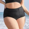 Solid Ruched Detail Swim Bottom