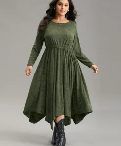 Vintage Heather Elastic Waist Hanky Hem Dress