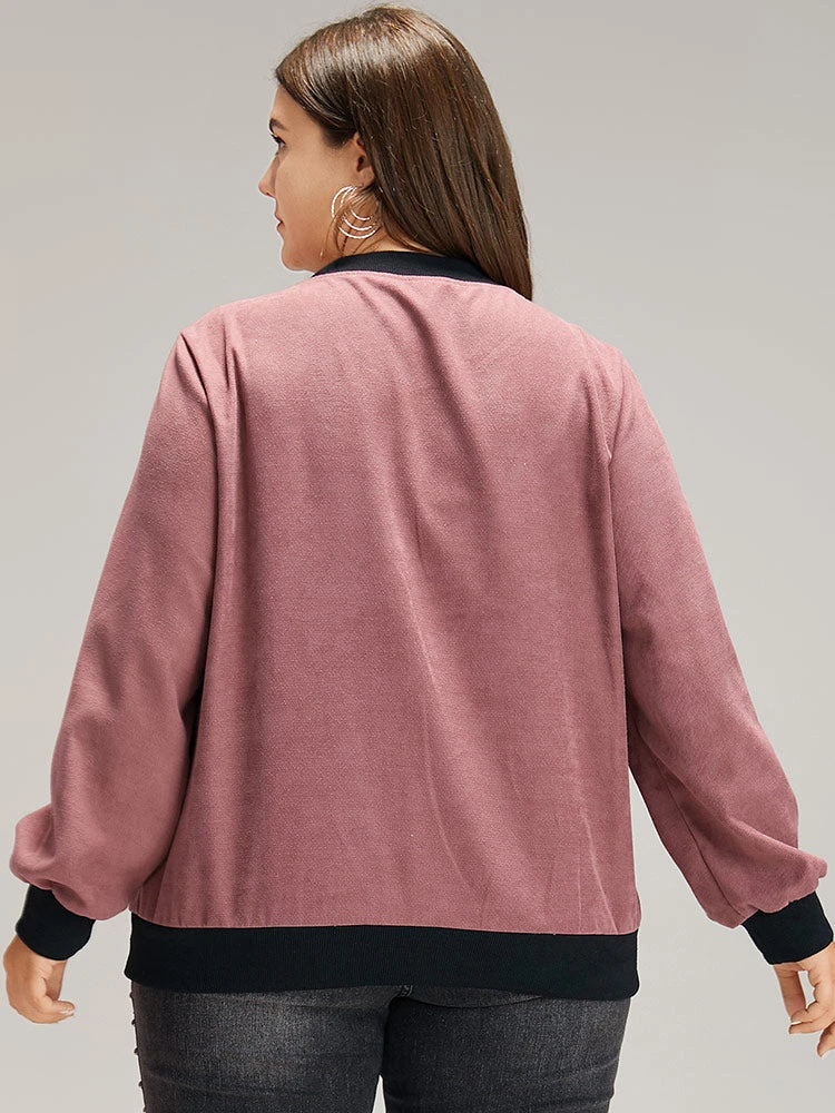 Patchwork Contrast Pocket Zipper Button Detail Jacket 4 Patchwork Contrast Pocket Zipper Button Detail Jacket - Image 2